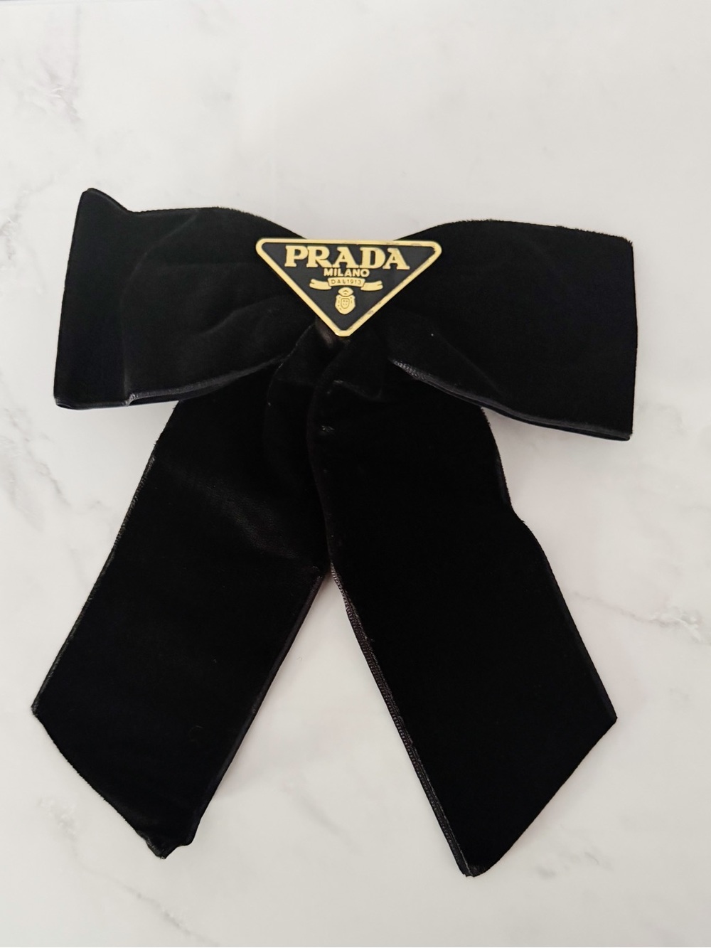 PRADA Black Velvet Bow Hair Clip